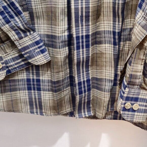 David Taylor Long Sleeve Button Casual Dress Shirt - XL - Blue, Green checkered - Picture 8 of 16